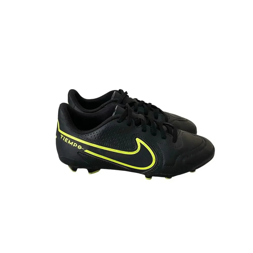 Nike Tiempo JR Legent 9 Youth Size 5 Black Yellow Neon Soccer Cleats